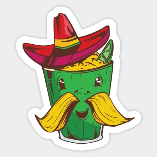 Colorful Mexican Corn in a Cup with a Sombrero Elote Sticker